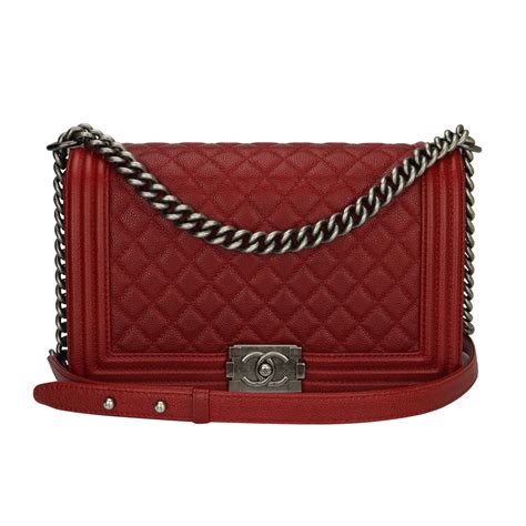 chanel boy red caviar medium